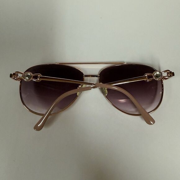 Judith Leiber Aviator Sunglasses Rose Gold Pink Gradient Crystal Accent JL main image 12